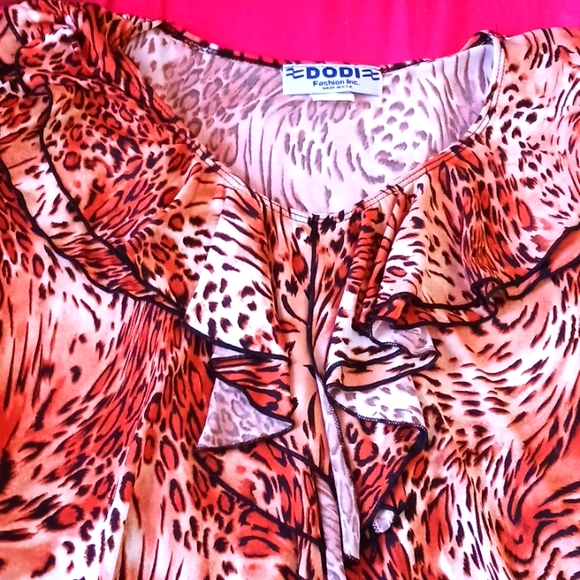 Dodi fashion Inc blouse woman's large tiger print - Picture 2 of 3